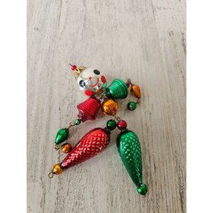 radko Beaded clown wiggle man vintage ornament jointed Xmas tree